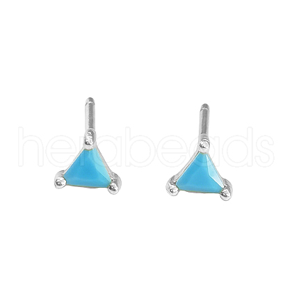 Geometric Triangle Cubic Zirconia Stud Earrings ZJ4184-16-1