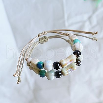 Ceramic Beads Braided Bead Bracelets FS-WG18053-10-1