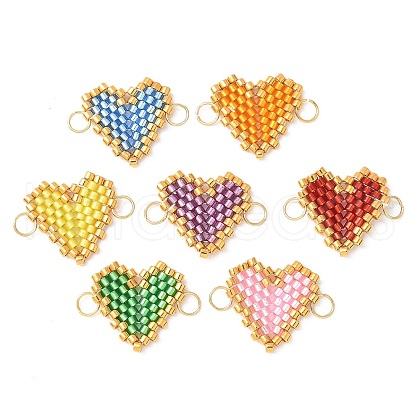 Handmade Glass Seed Beads Heart Links PALLOY-MZ00610-1