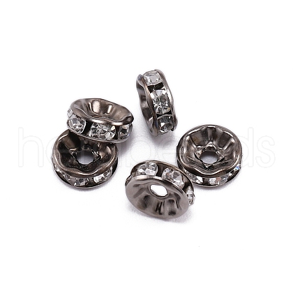 Rondelle Brass Rhinestone Spacer Beads FS-WG29681-12-1