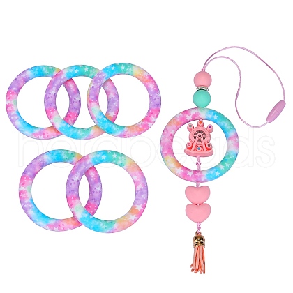 5Pcs Ring Food Grade Eco-Friendly Silicone Focal Beads JX893I-1