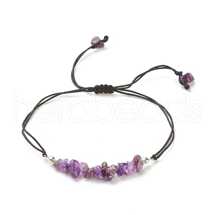 Natural Amethyst Chips Braided Bead Bracelet BJEW-JB08019-09-1