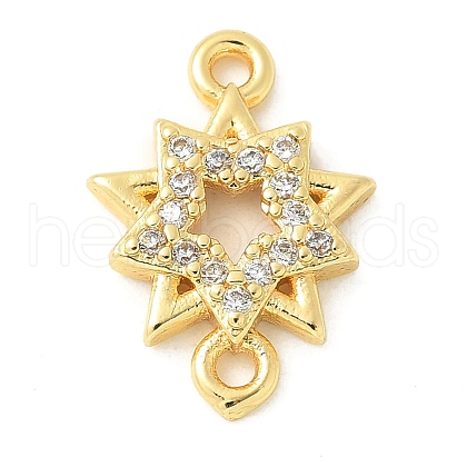 Brass Micro Pave Cubic Zirconia Connector Charms KK-U053-24G-1