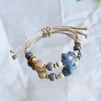 Star Ceramic Beads Braided Bead Bracelets FS-WGBFE2E-04-1