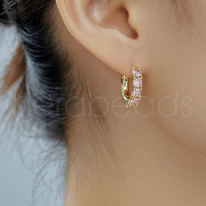 Stylish Brass Cubic Zirconia Hoop Earrings JG4210-1