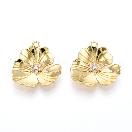 Brass Micro Pave Cubic Zirconia Pendants KK-N265-23G-1