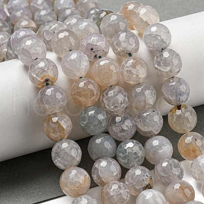 Faceted Natural Dragon Veins Agate Beads Strands G-F447-12mm-I02-1