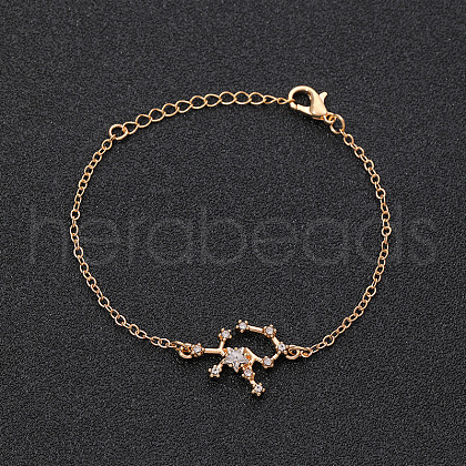 12 Constellations Alloy Rhinestone Link Bracelets WG43B2B-02-1