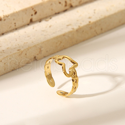 304 Stainless Steel Cuff Rings for Women HY5627-1-1