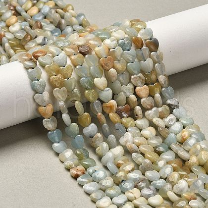 Natural Flower Amazonite Beads Strands G-P575-C07-6mm-1