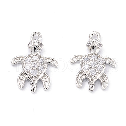 Rack Plating Brass Micro Pave Cubic Zirconia Pendants ZIRC-C026-07P-1