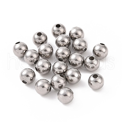 304 Stainless Steel Round Beads STAS-F285-01P-1