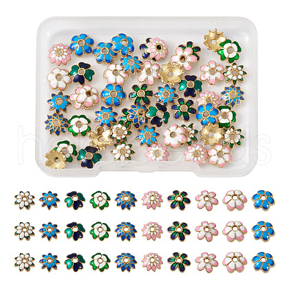 Yilisi 60Pcs 10 Style Alloy Enamel Bead Caps FIND-YS0001-16-1