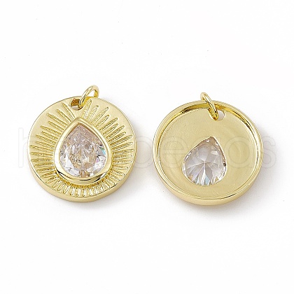 Brass Cubic Zirconia Charms KK-E068-VC012-1