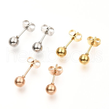 304 Stainless Steel Ball Stud Earrings EJEW-C501-10C-1