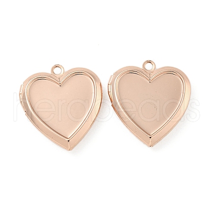 Rack Plating Heart Brass Locket Pendants KK-T071-11RG-1