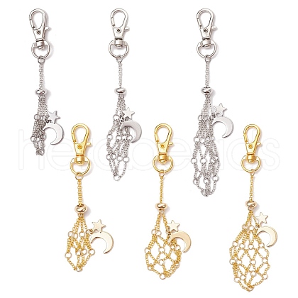 Moon & Star Alloy Swivel Lobster Claw Clasps & Brass Cable Chains AJEW-JB01335-1