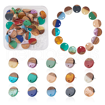 Craftdady Resin & Walnut Wood Stud Earring Findings MAK-CD0001-06-1