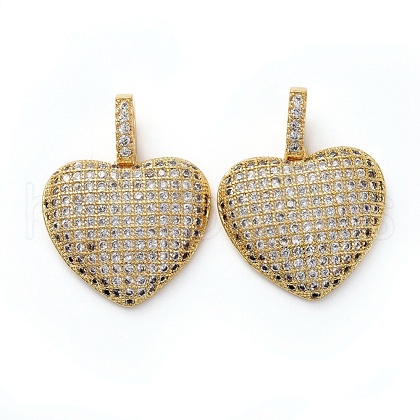 Brass Micro Pave Clear Cubic Zirconia Pendants KK-I658-36G-1