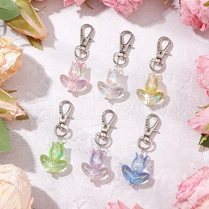 Acrylic Tulip Pendant Decorations HJEW-JM02766-1