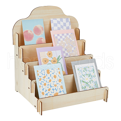 4 Tier Wooden Greeting Card Display Stand ODIS-WH0022-31-1