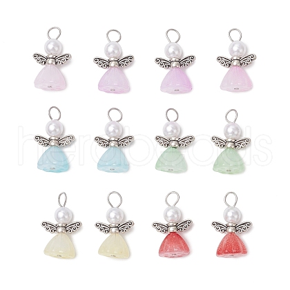 Acrylic with ABS Plastic Imitation Pearl Pendants PALLOY-JF04001-02-1