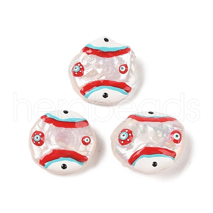 Natural Keshi Pearl Enamel Beads PEAR-G014-04C-1