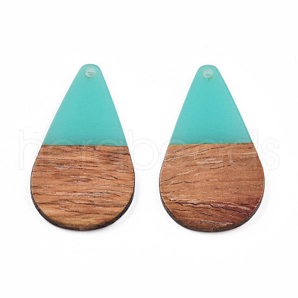 Transparent Resin & Walnut Wood Pendants RESI-N025-030-C04-1