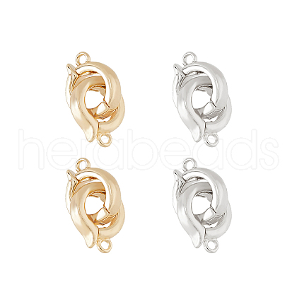 SUPERFINDINGS 4Pcs 2 Colors Brass Double Fold Over Clasps FIND-FH0010-40-1