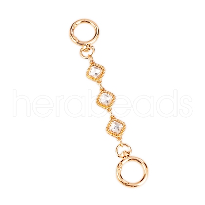 Rhombus Alloy Rhinestone Bag Extender Chains PW-WG08B98-01-1