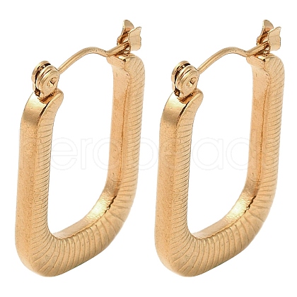 Texture Rectangle 201 Stainless Steel Half Hoop Earrings for Women EJEW-G385-40G-1