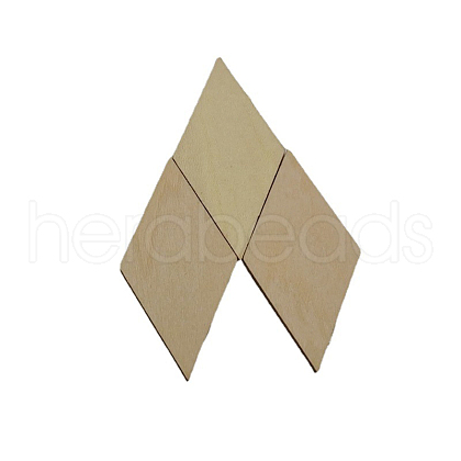 Unfinished Wood Rhombus Shape Discs Slices WOCR-PW0001-005B-1