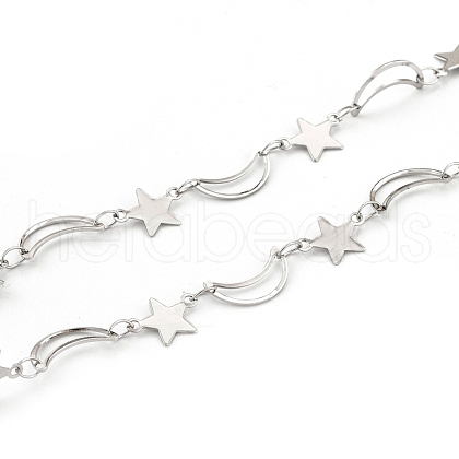 304 Stainless Steel Moon & Star Link Chains CHS-F015-03P-1