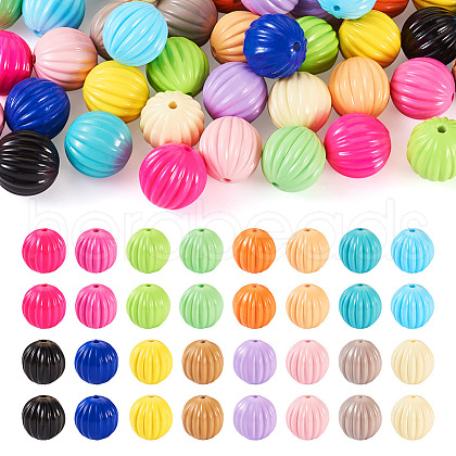 48Pcs 16 Colors Baking Paint Acrylic Beads MACR-TA0001-44-1