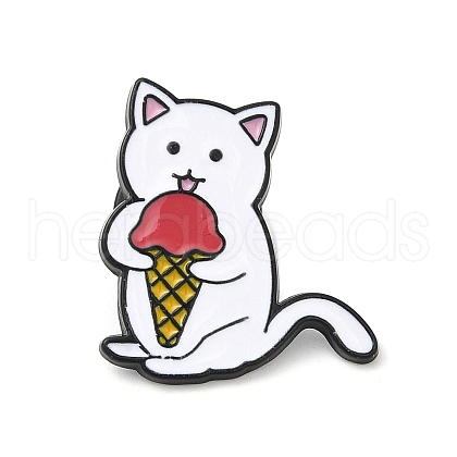 Cat with Ice Cream Enamel Pins JEWB-E026-01EB-03-1