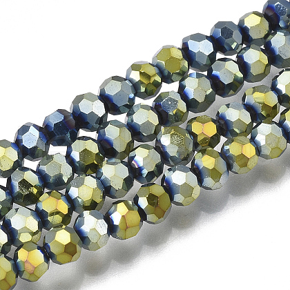 Electroplate Glass Bead Strands EGLA-R042-3mm-07-1
