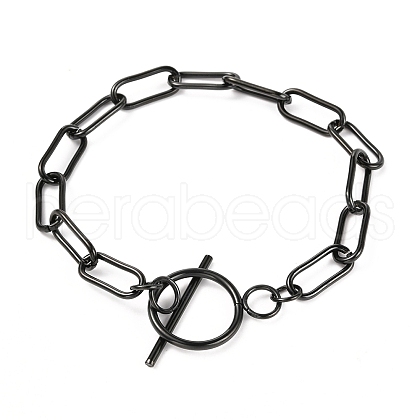 Unisex 304 Stainless Steel Paperclip Chain Bracelets BJEW-H541-04B-EB-1