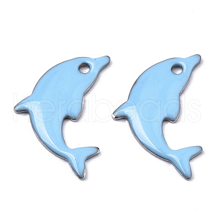 201 Stainless Steel Enamel Pendants X-STAS-N088-16G-1