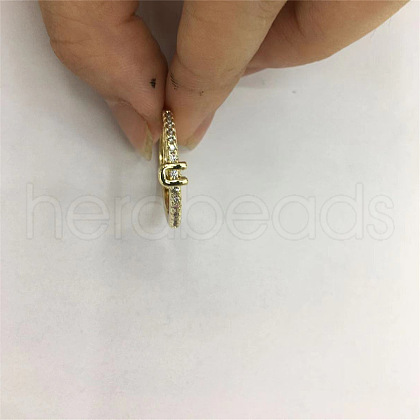 Brass Micro Pave Clear Cubic Zirconia Finger Rings FS-WGE303B-07-1