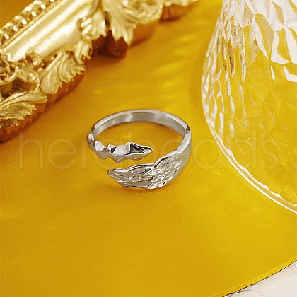 Non-Tarnish Stainless Steel Open Cuff Ring HB4219-2-1