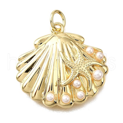 Brass ABS Plastic Pearl Pendants KK-V011-59G-1
