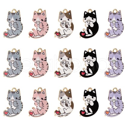 25Pcs 5 Styles Rack Plating Alloy Pendants ENAM-CJ0004-73-1