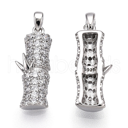 Rhodium Plated 925 Sterling Silver Micro Pave Cubic Zirconia Pendants STER-T004-61P-1