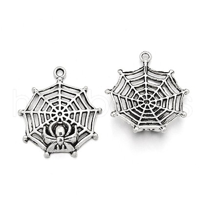 Tibetan Style Alloy Spider & Web Pendants X-TIBEP-N008-09AS-RS-1