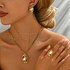 Elegant Stainless Steel Hollow Oval Earrings & Necklaces & Rings Set for Women GE9857-4