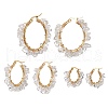 3 Pairs 3 Size Natural Quartz Crystal Chips Hoop Earrings EJEW-JE05710-03-1