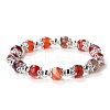 Natural Red Agate Round Beaded Stretch Bracelets for Women JT2459-11-1