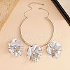 Flower Alloy Pendant Necklaces & Stud Earring Sets for Women FS-WGCE08A-01-3