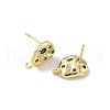 Brass Micro Pave Cubic Zirconia Stud Earring Findings KK-U075-01C-02G-2