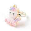 Resin 3D Unicorn Adjustable Rings RJEW-JR00428-04-4